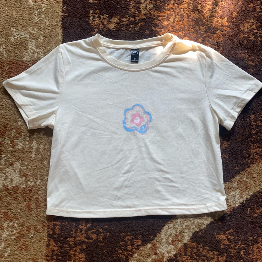 Tan crop top with flower print
